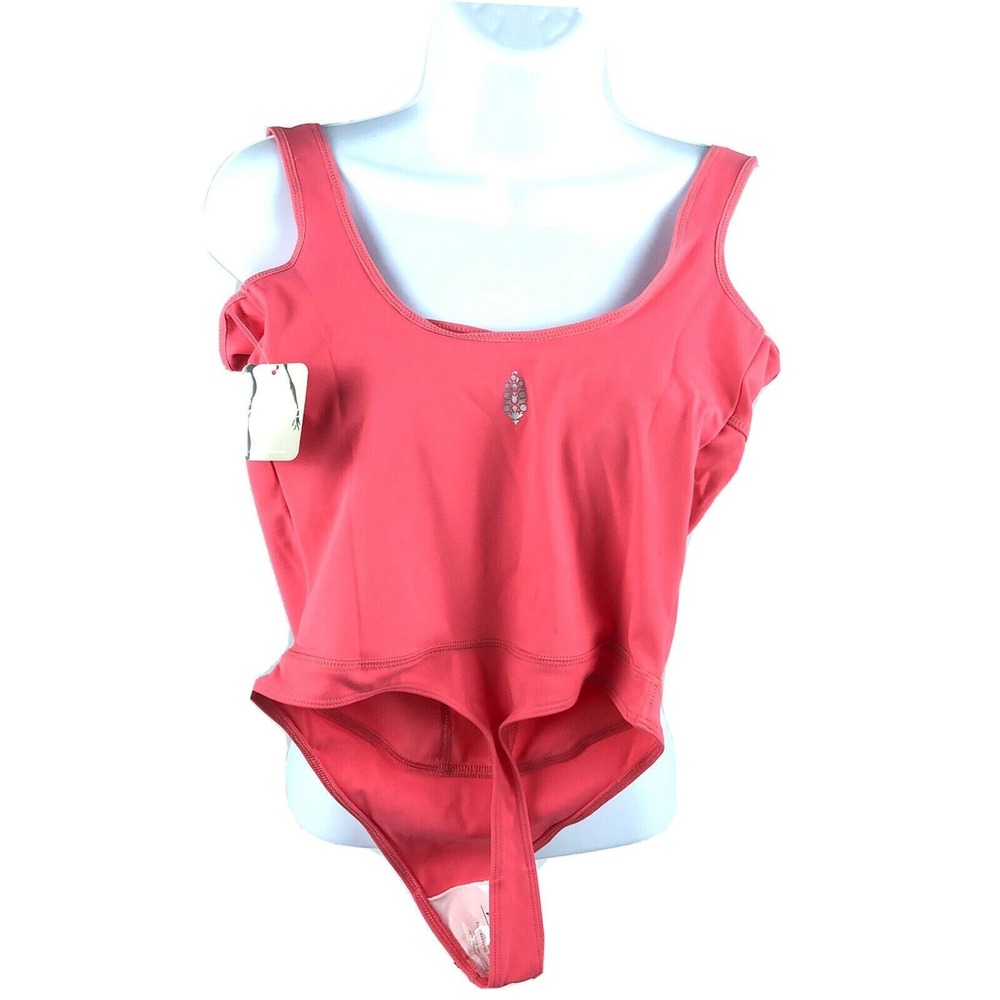 Free People Movement Heart Of Gold Leotard Bodysuit Strawberry Pink Size XS NEW